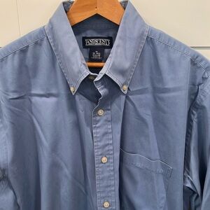 Lands End 100% cotton blue long sleeve button down